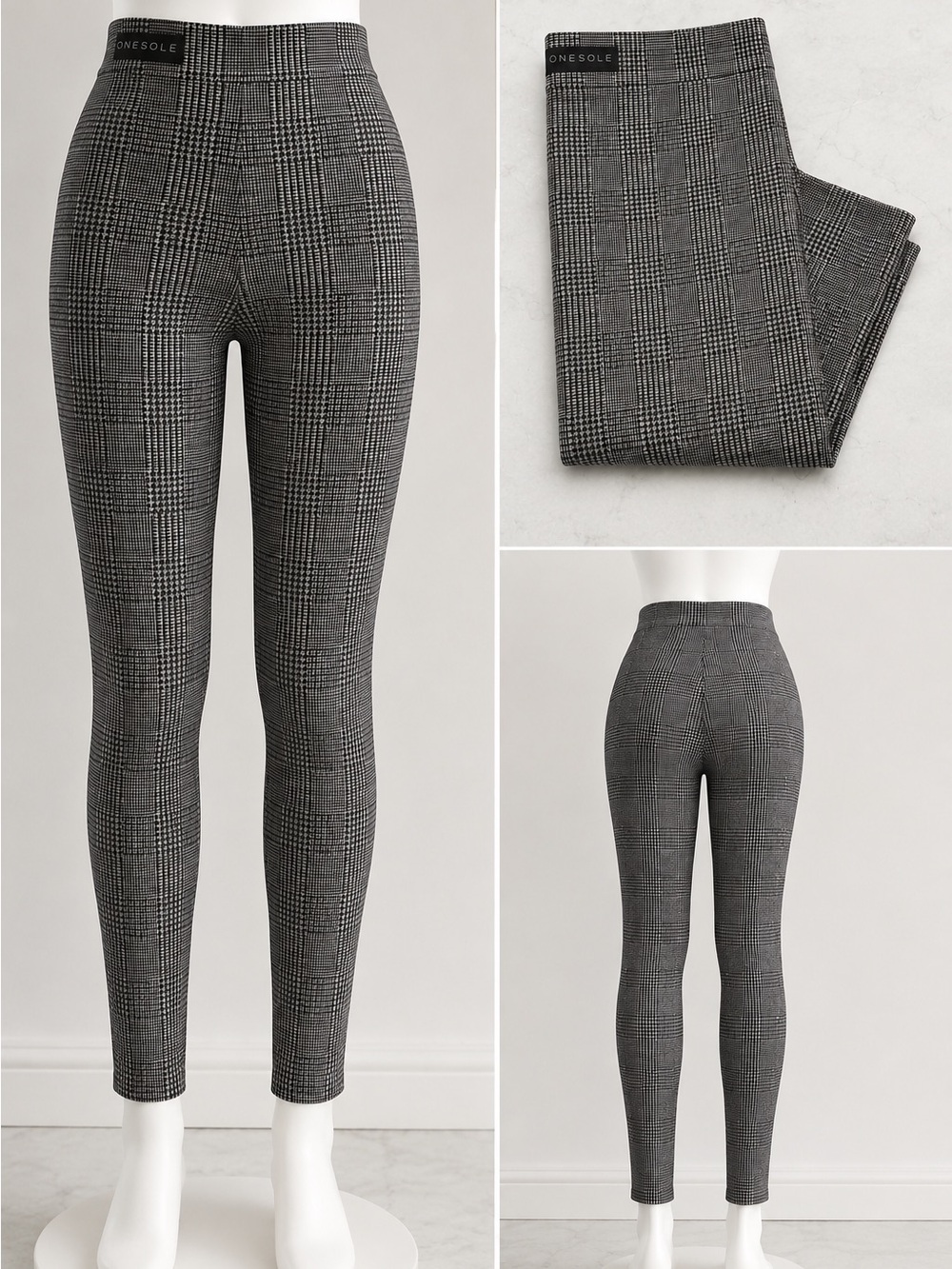 ONE5sole Plaid Dress Pants SlacksOffice Pull On in Black & White Size XL